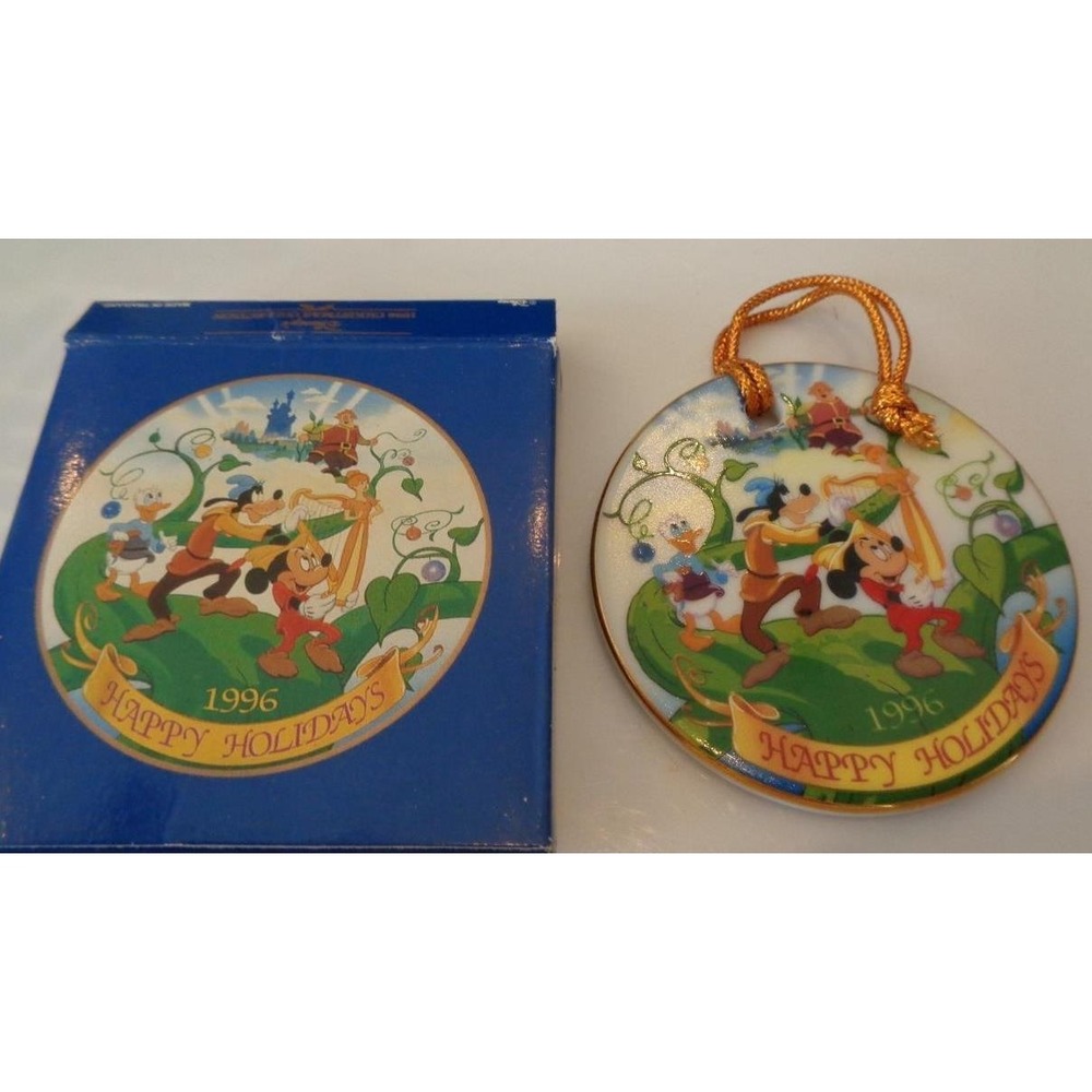 Disney Christmas Ornament 1996 Jack & Beanstalk Mickey Mouse Goofy Donald